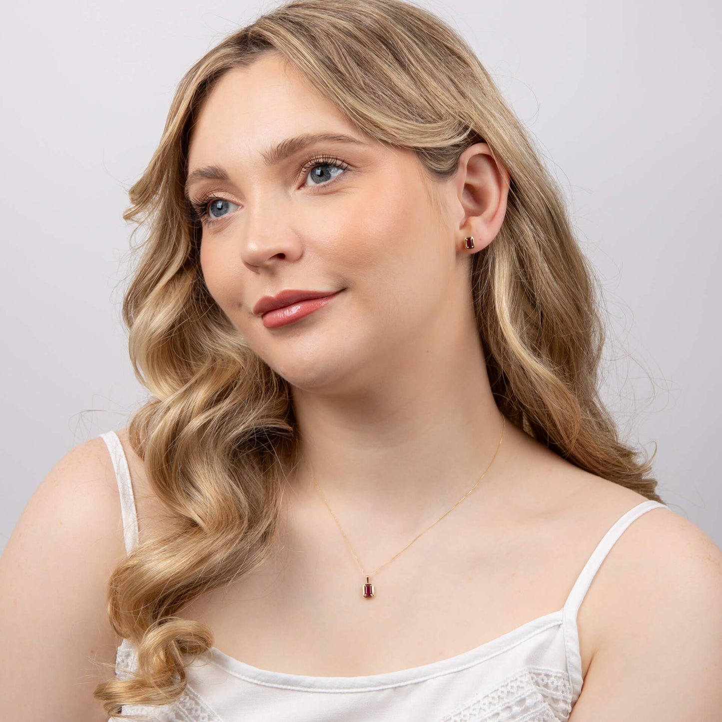 Chunky Border Precious Ruby Earrings in 9ct Gold