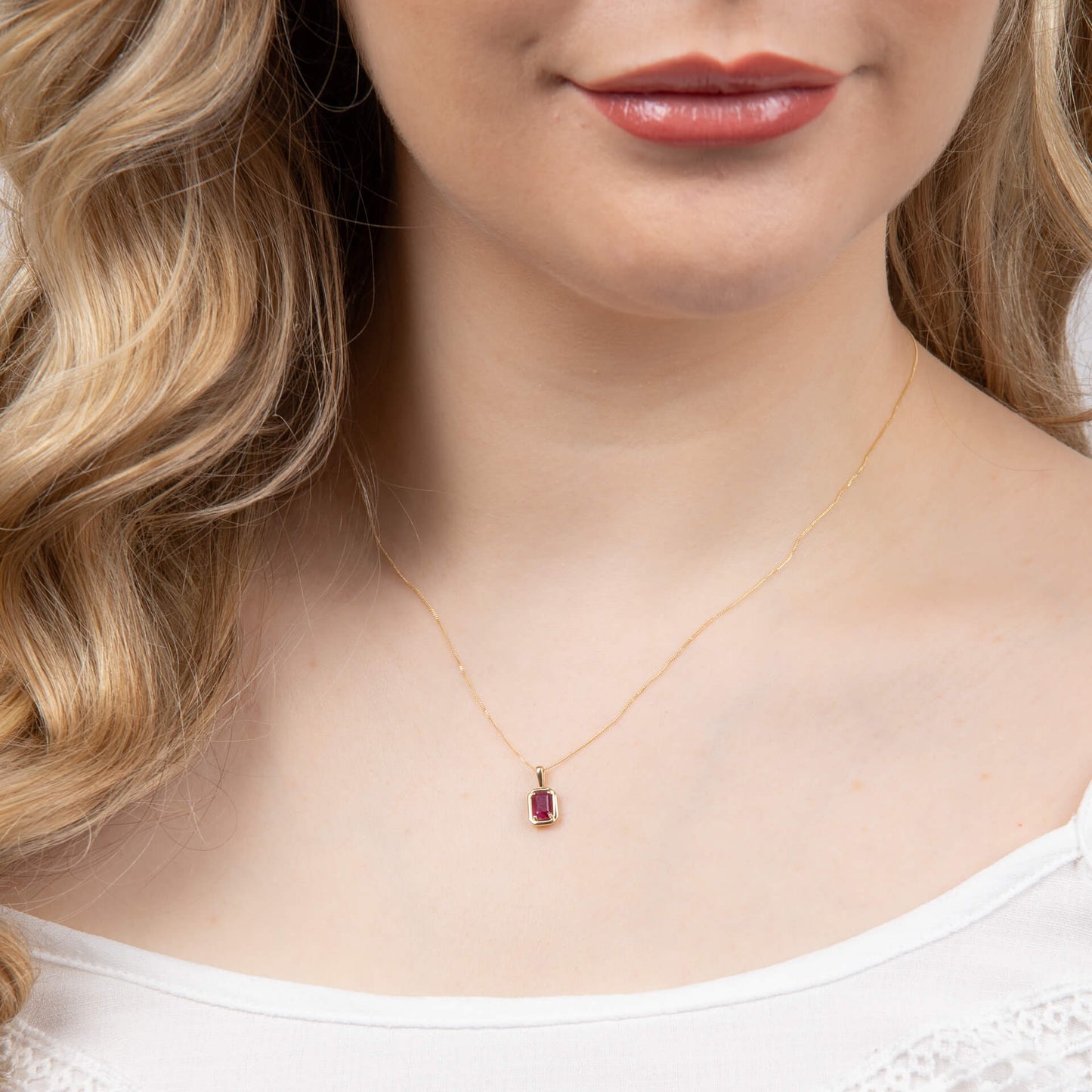 Chunky Border Ruby Pendant in 9ct Gold