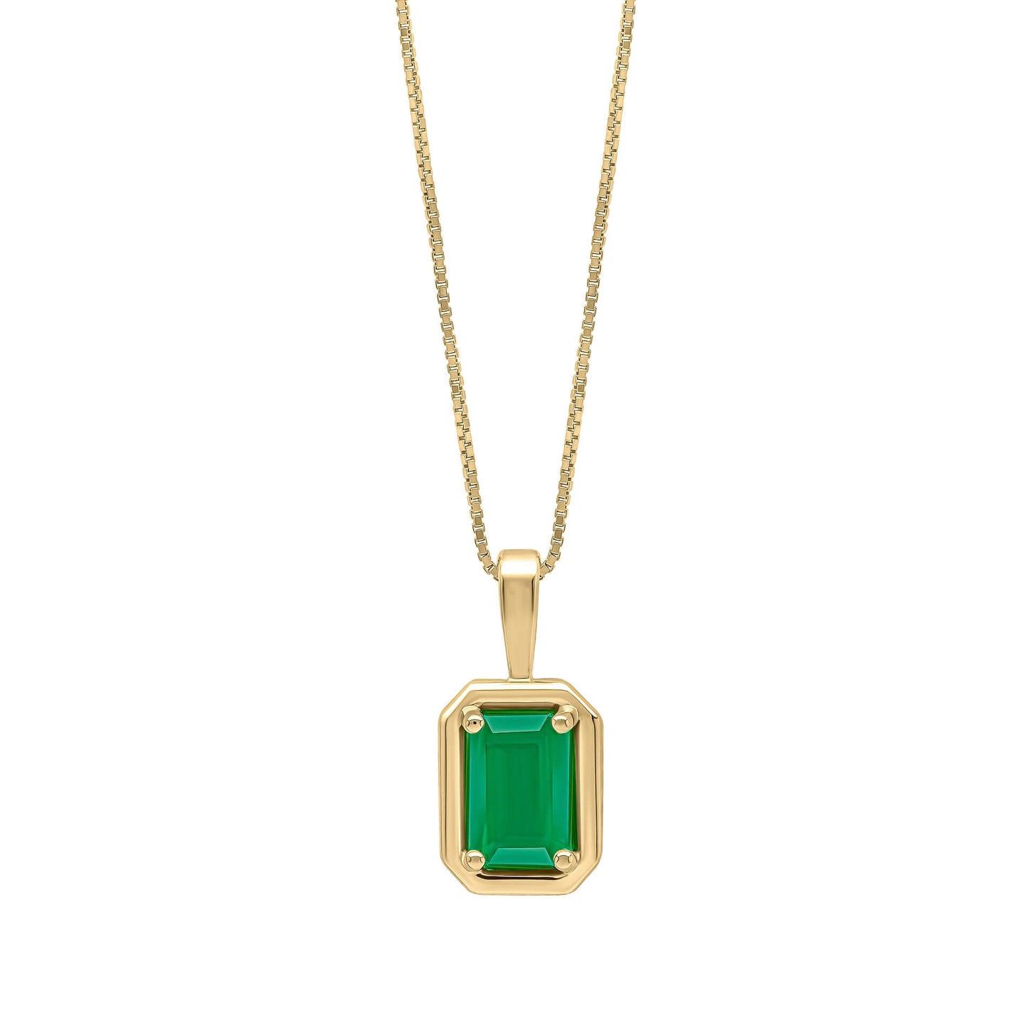 Chunky Border Emerald Pendant in 9ct Gold