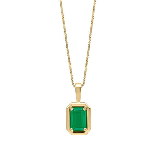 Chunky Border Emerald Pendant in 9ct Gold