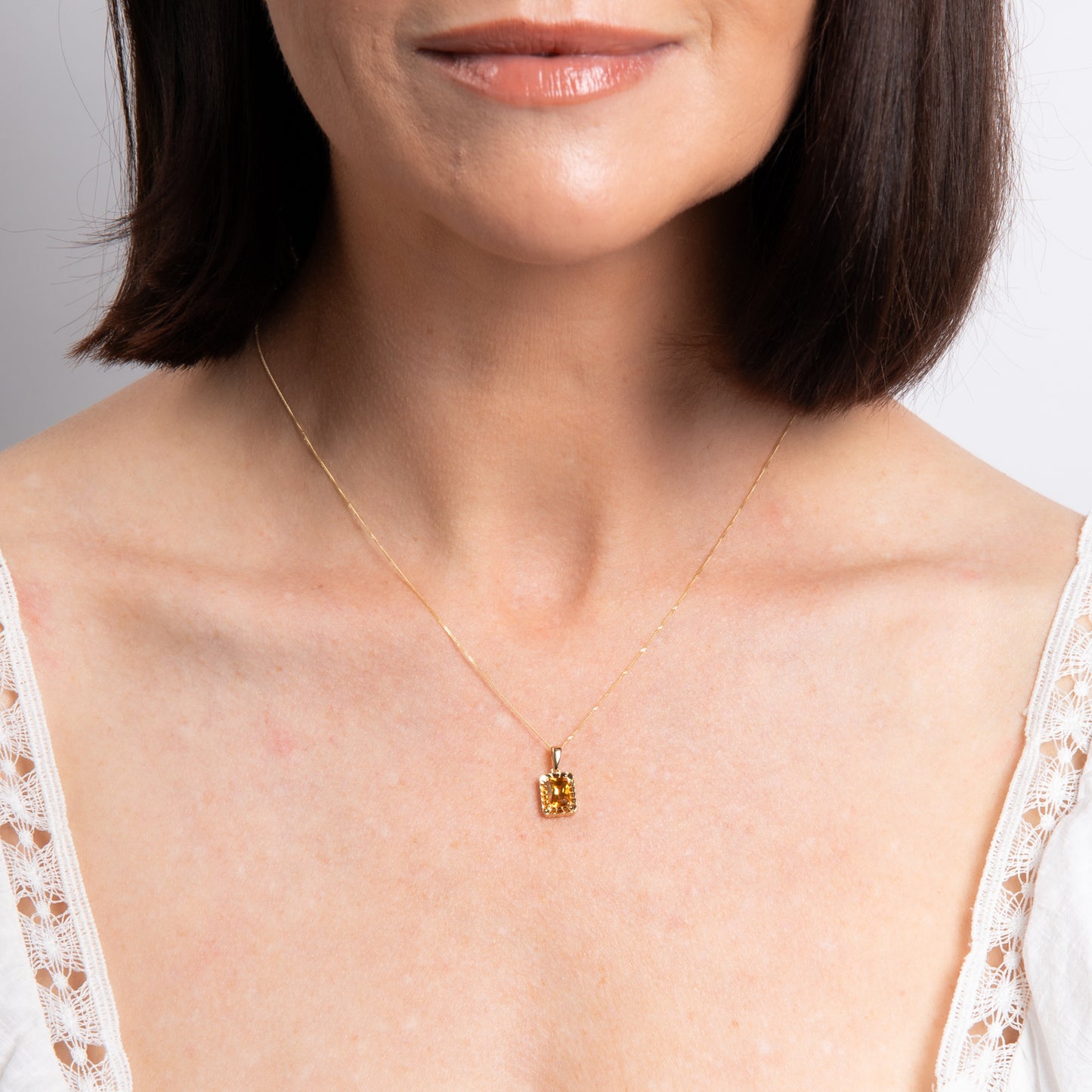Detailed Octagon Citrine Pendant in 9ct Gold