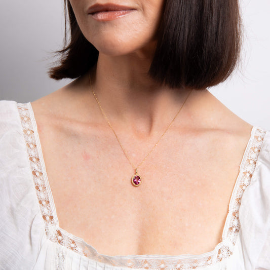 Oval Cut Pink Topaz Pendant in 9ct Gold