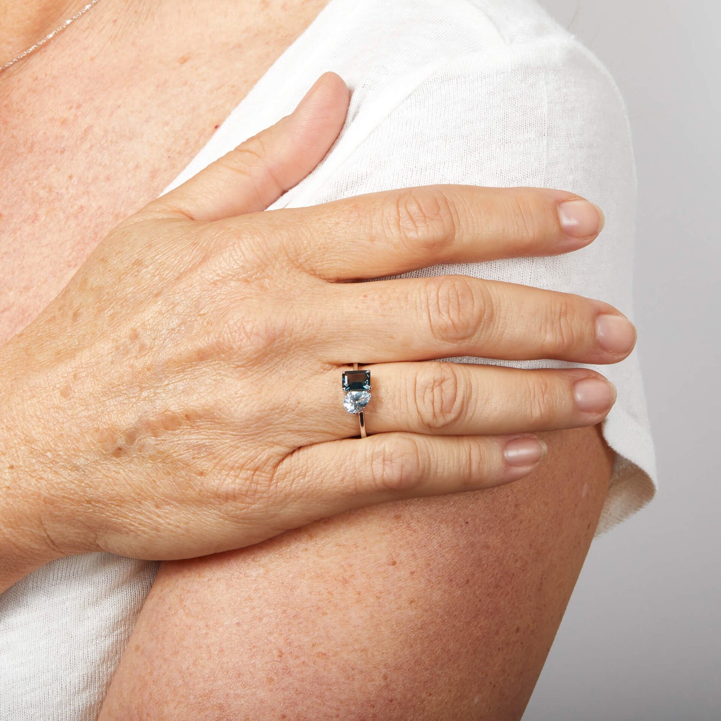 Toi et Moi Blue Topaz Ring in 9ct Gold