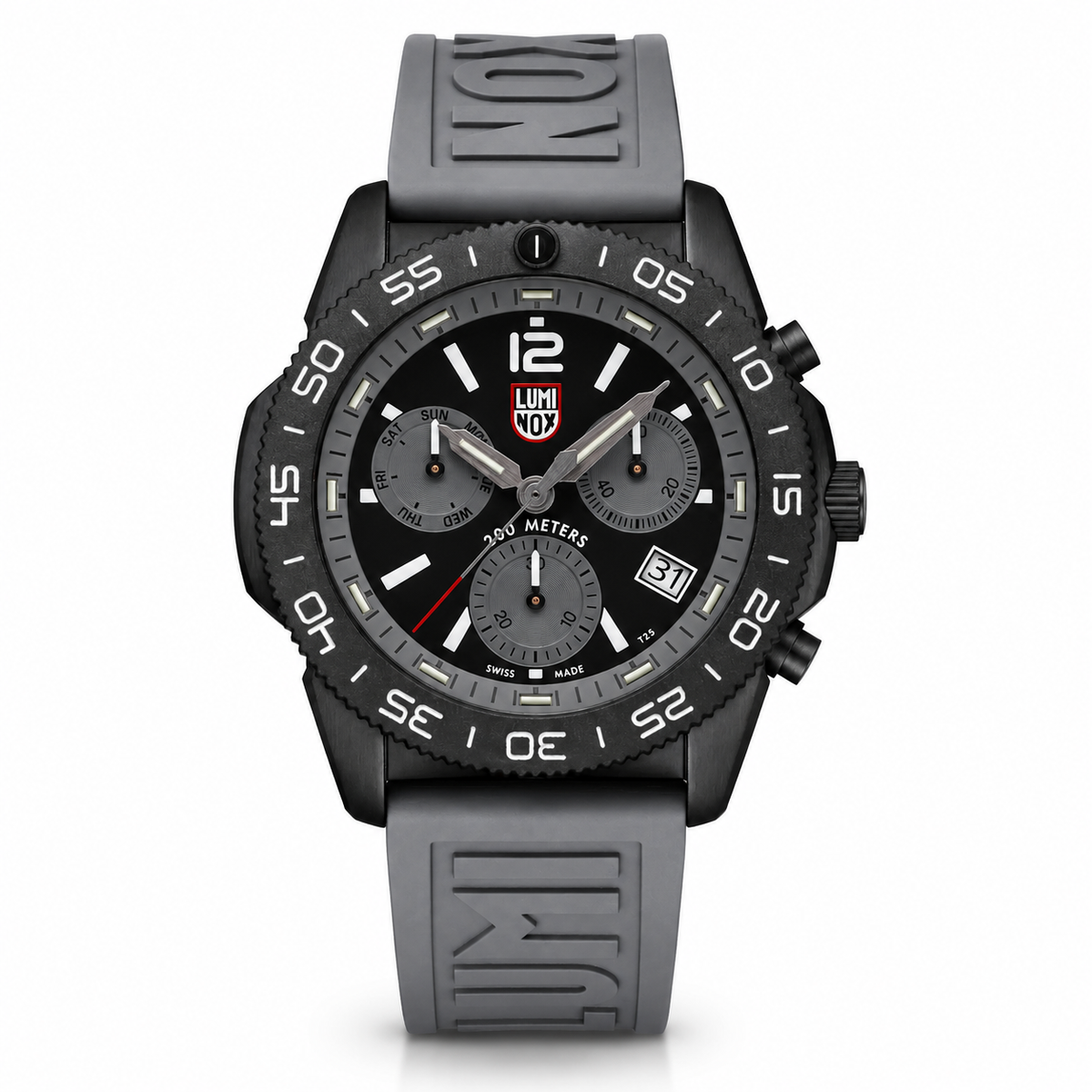 Luminox Pacific Diver Chronograph XS.3148 44mm Graphite Grey watch with black case and grey rubber strap