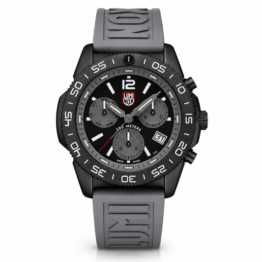 Luminox Pacific Diver Chronograph XS.3148 44mm Graphite Grey watch with black case and grey rubber strap