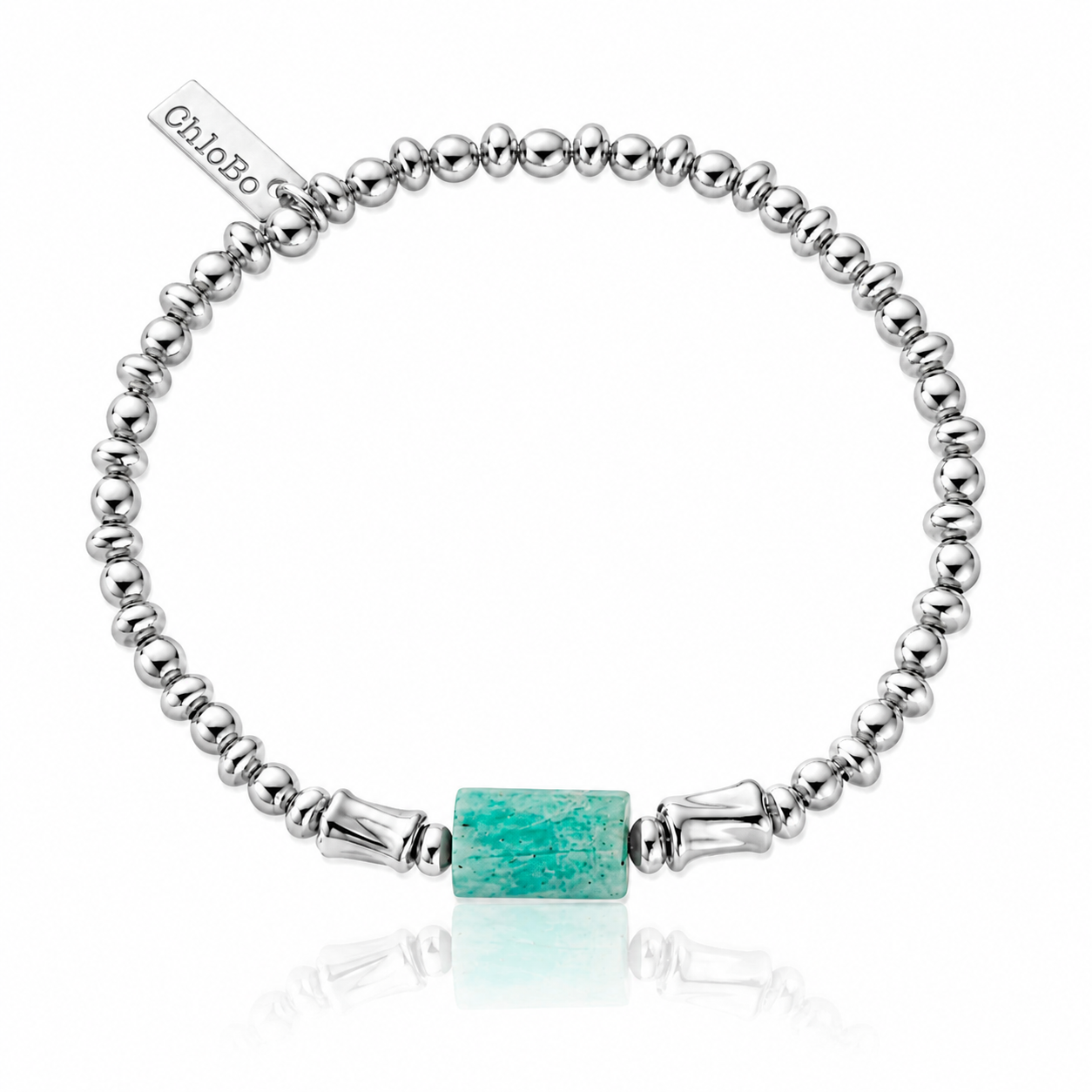 ChloBo Balance Spirit Stone Bracelet with natural amazonite and polished 925 sterling silver beads