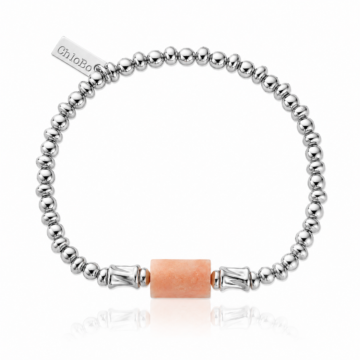 ChloBo Love Spirit Stone Bracelet with natural pink opal and polished 925 sterling silver beads