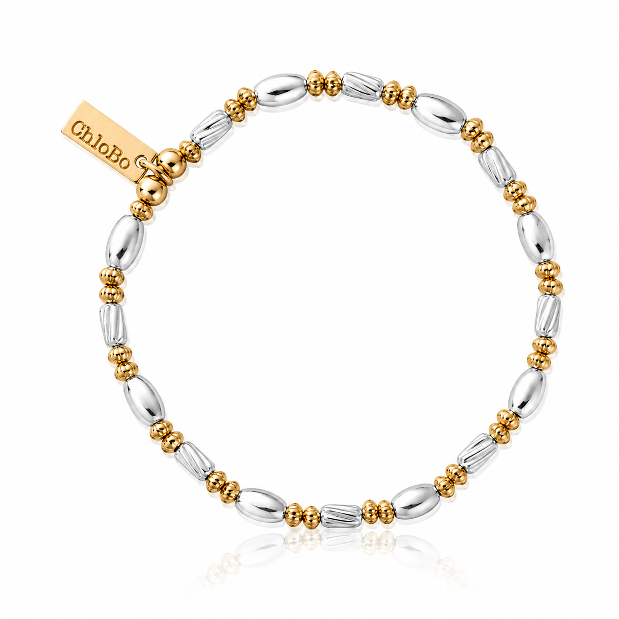 ChloBo Mixed Metal Dainty Sparkle Bracelet with sterling silver and gold-plated beads