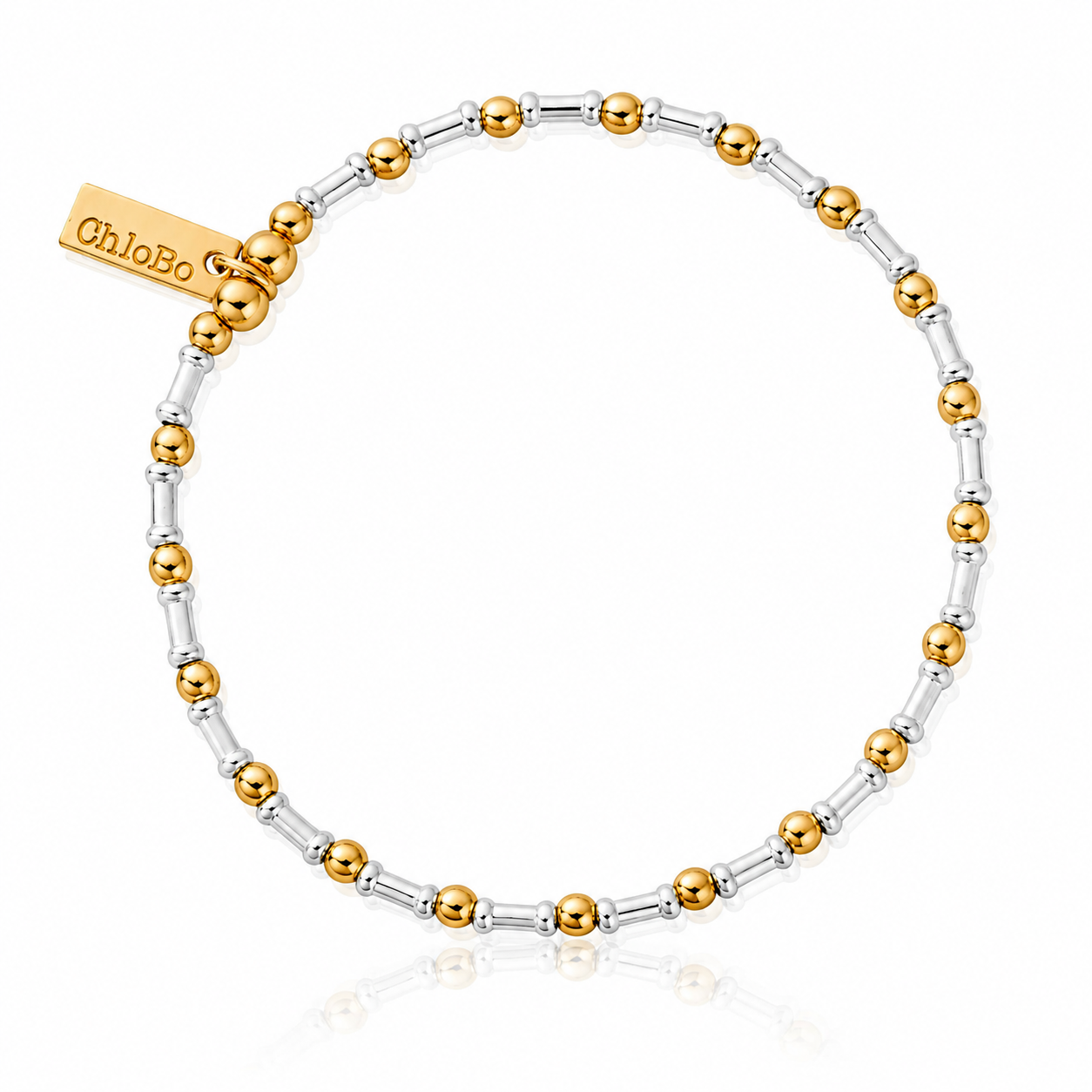ChloBo Mixed Metal Rhythm of Water Bracelet with sterling silver bar beads and gold-plated round beads
