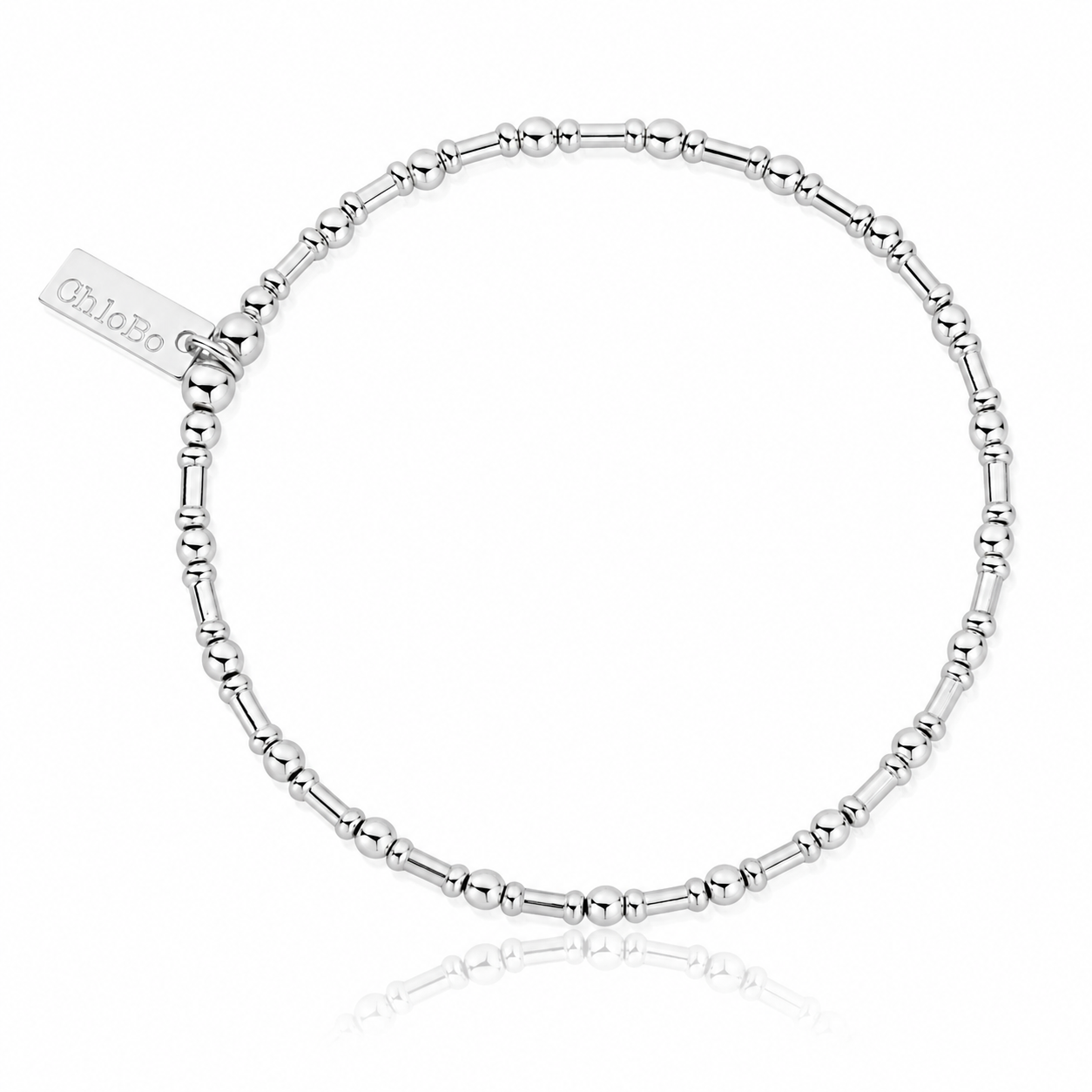 ChloBo Rhythm of Water Bracelet with polished round and elongated 925 sterling silver beads