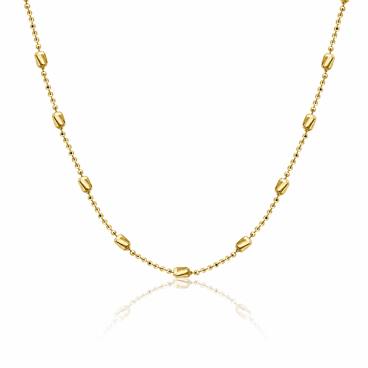 9ct yellow gold faceted station necklace