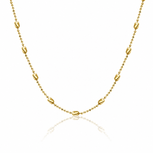 9ct yellow gold faceted station necklace