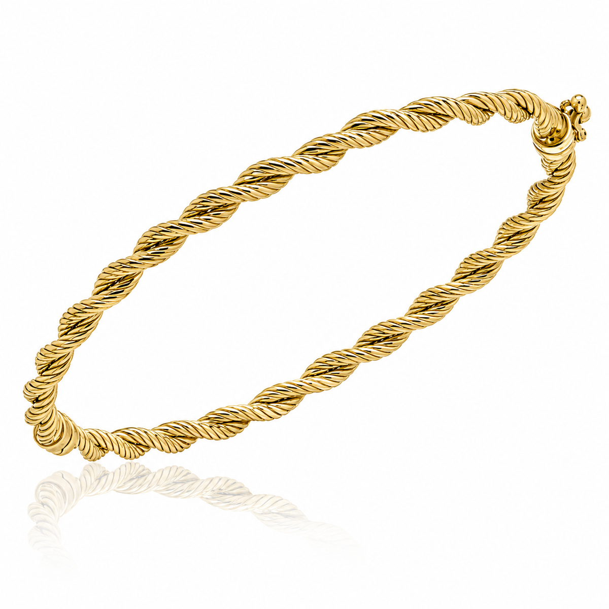 9ct yellow gold rope twist bangle