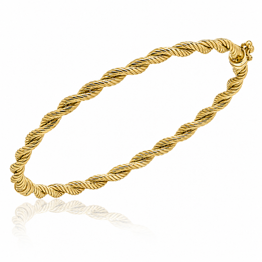 9ct yellow gold rope twist bangle