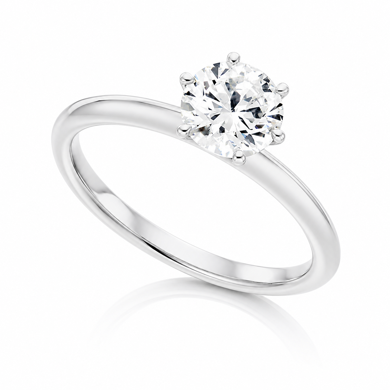 The Clara Platinum 950 solitaire engagement ring with GIA-certified 0.30ct E VS1 natural round brilliant diamond.