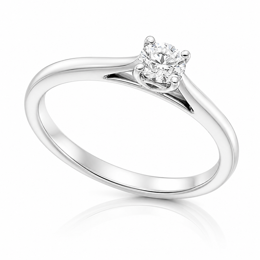 The Emilia Platinum 950 solitaire engagement ring with GIA-certified 0.23ct E VS2 natural round brilliant diamond.