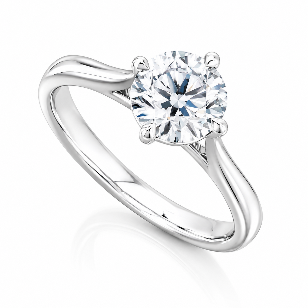 The Valentina Platinum 950 solitaire engagement ring with GIA-certified 0.30ct D VS1 natural round brilliant diamond.