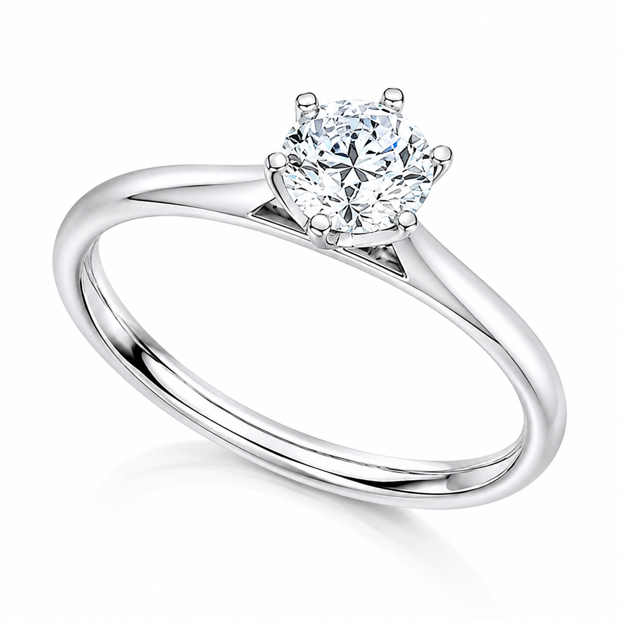 The Eleanor Platinum 950 solitaire engagement ring with GIA-certified 0.51ct E VS1 natural round brilliant diamond in a six-claw setting.