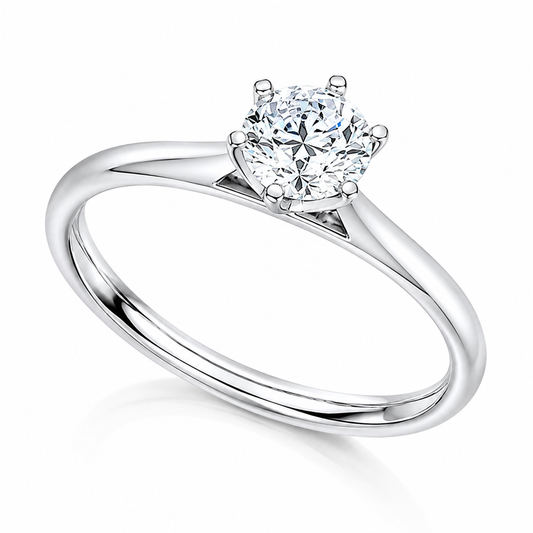 The Eleanor Platinum 950 solitaire engagement ring with GIA-certified 0.51ct E VS1 natural round brilliant diamond in a six-claw setting.
