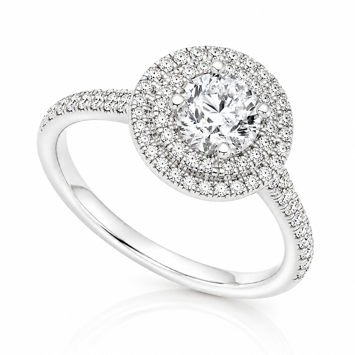 Platinum 0.30ct D VS2 IGI Diamond Halo Ring | Marcus Tempus