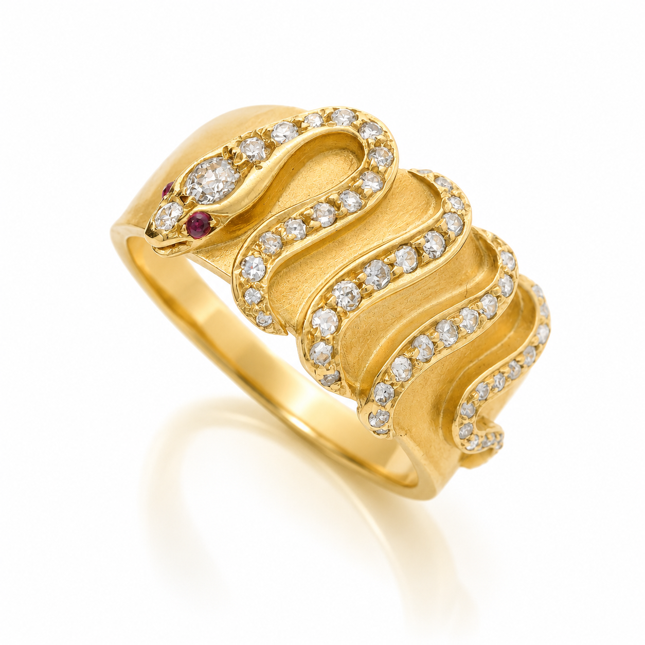 Victorian 18ct Yellow Gold Diamond Snake Ring