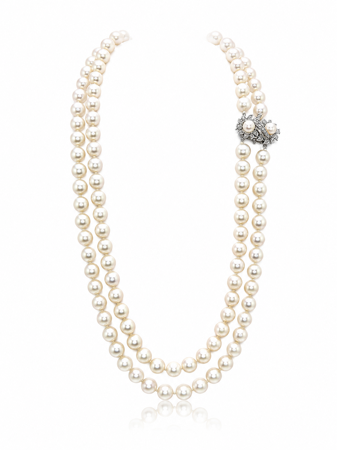 Vintage Double Strand Akoya Pearl Necklace