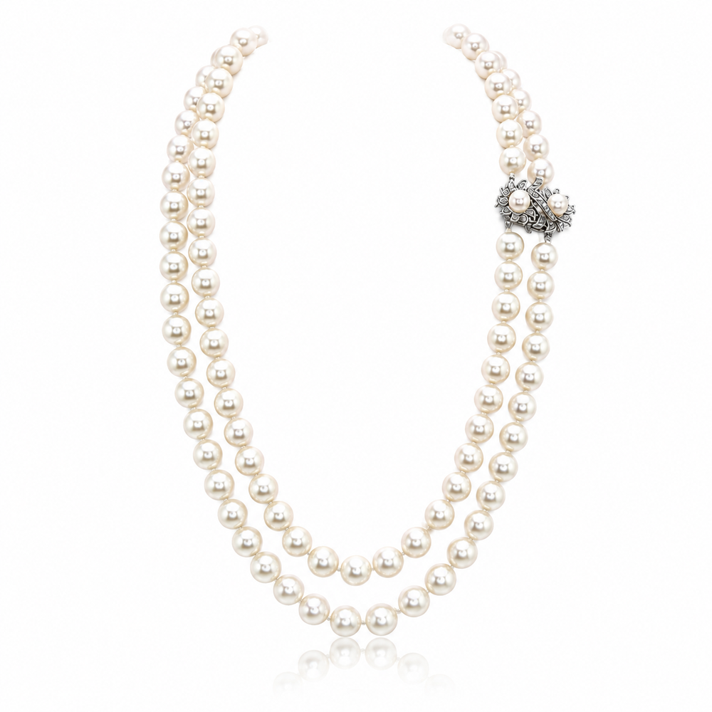 Vintage Double Strand Akoya Pearl Necklace