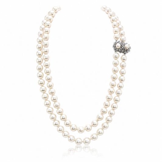 Vintage Double Strand Akoya Pearl Necklace