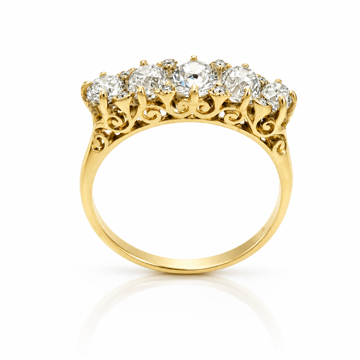 Antique Victorian 18ct Yellow Gold Five Stone Diamond Ring