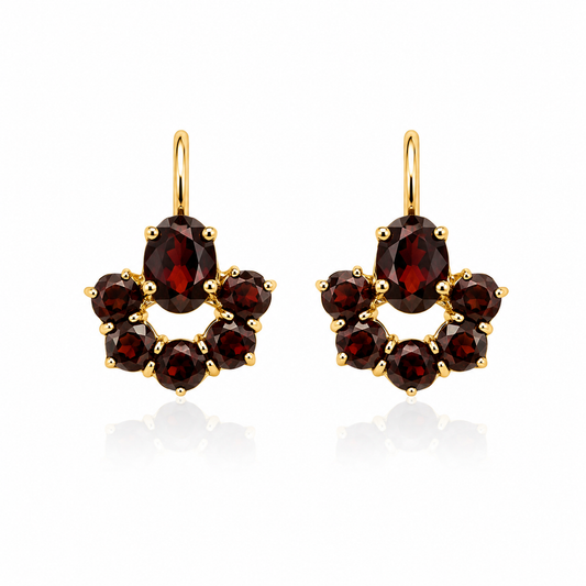 Vintage 9ct Gold Garnet Earrings