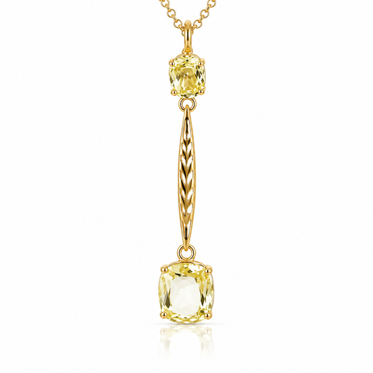 Edwardian Yellow Sapphire Lavaliere Necklace