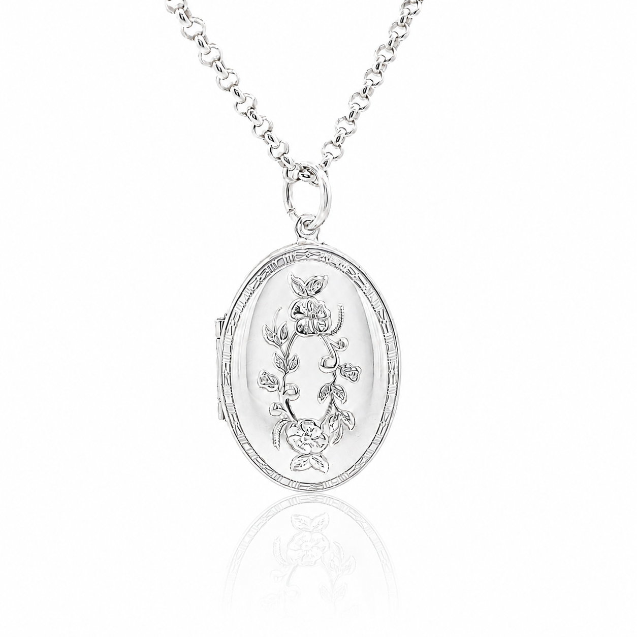Vintage-Inspired Sterling Silver Floral Locket Necklace