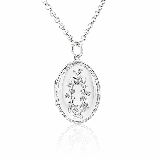 Vintage-Inspired Sterling Silver Floral Locket Necklace