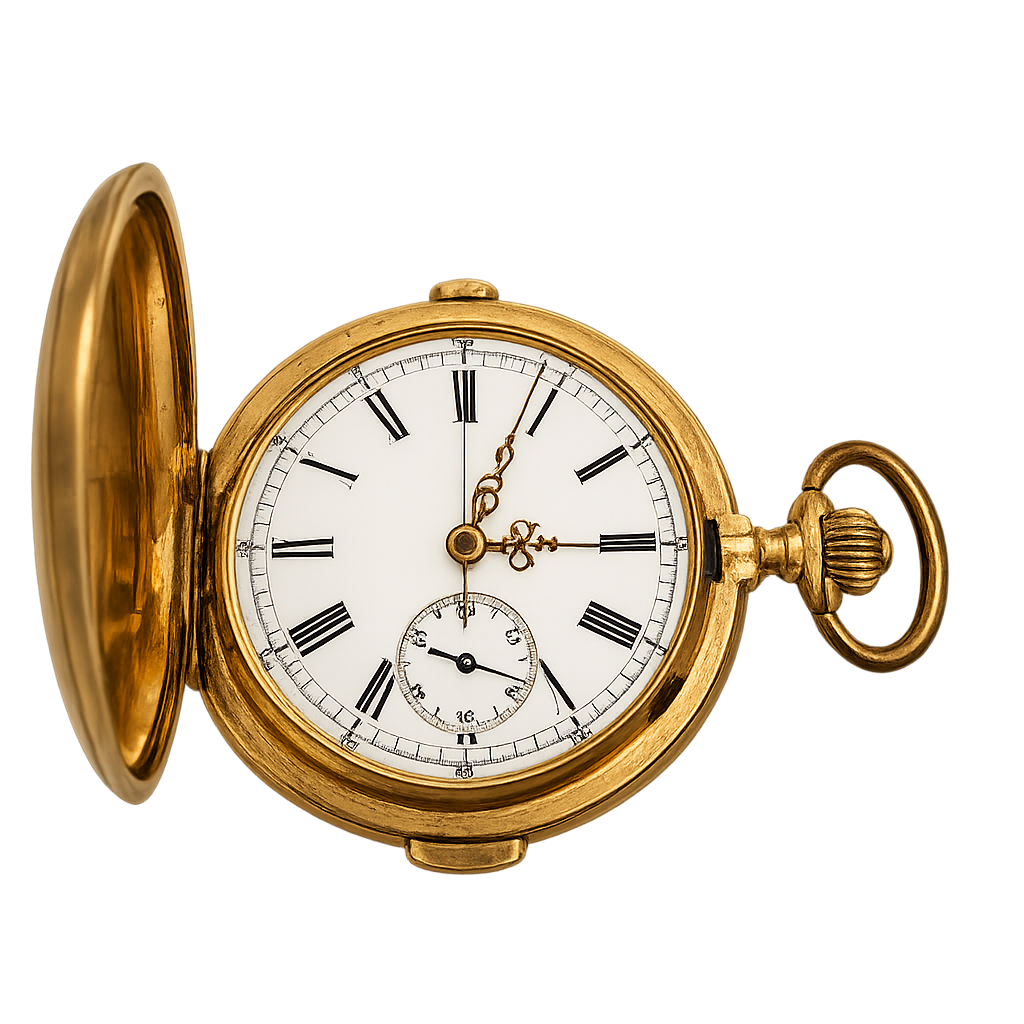 Vintage pocket watch repeater movement during restoration with repaired mechanical components before final assembly.