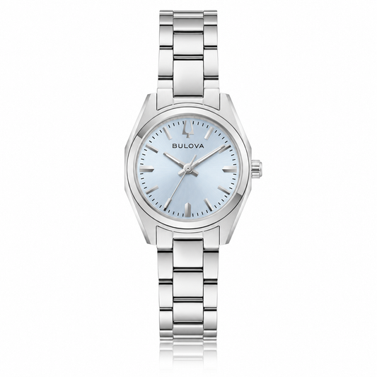 Bulova Surveyor 96L345 light blue ladies watch with stainless steel bracelet