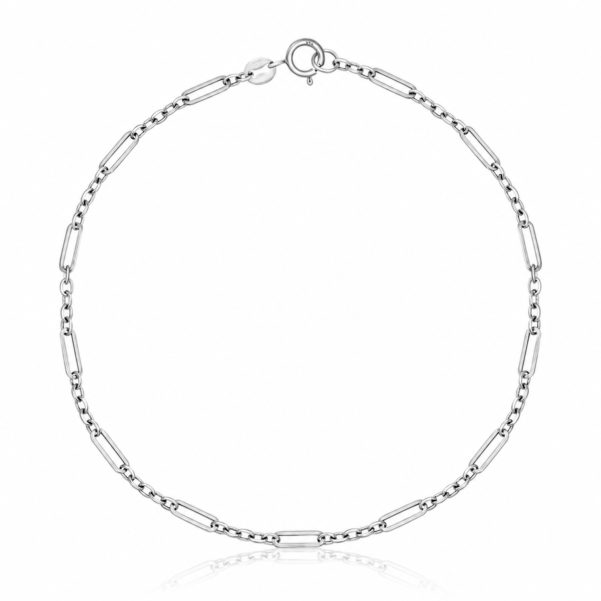 9ct white gold mixed length link bracelet with rhodium-plated finish