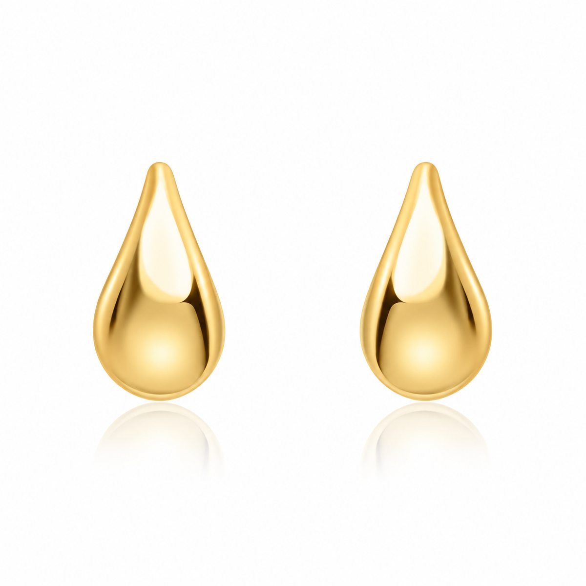 9ct yellow gold sculpted teardrop stud earrings with polished finish