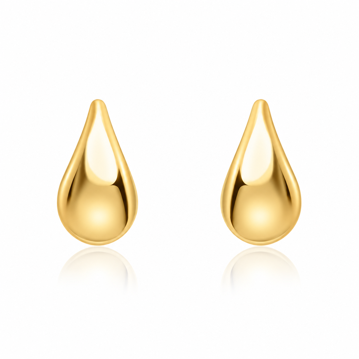 9ct yellow gold sculpted teardrop stud earrings with polished finish
