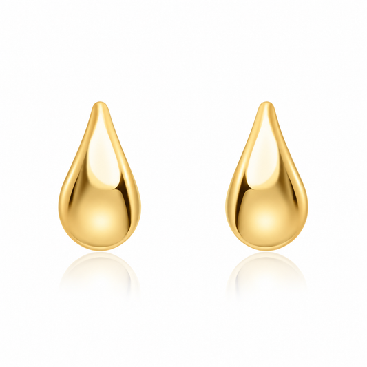 9ct yellow gold sculpted teardrop stud earrings with polished finish