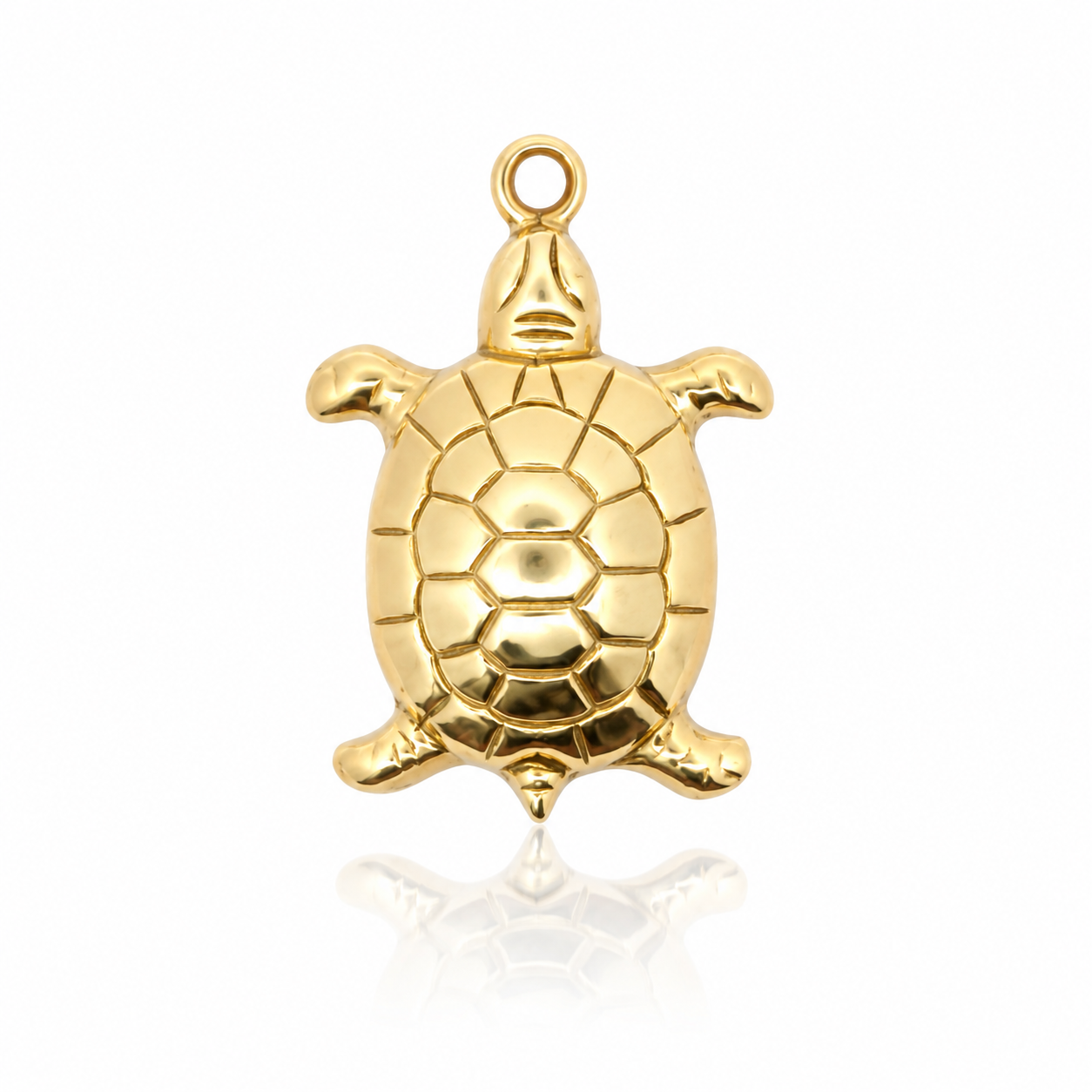 Vintage gold turtle charm measuring approximately 19.5 x 13 mm