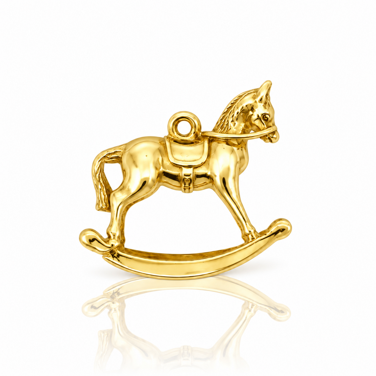 Vintage 9ct yellow gold rocking horse charm measuring 19.5 x 19.5mm