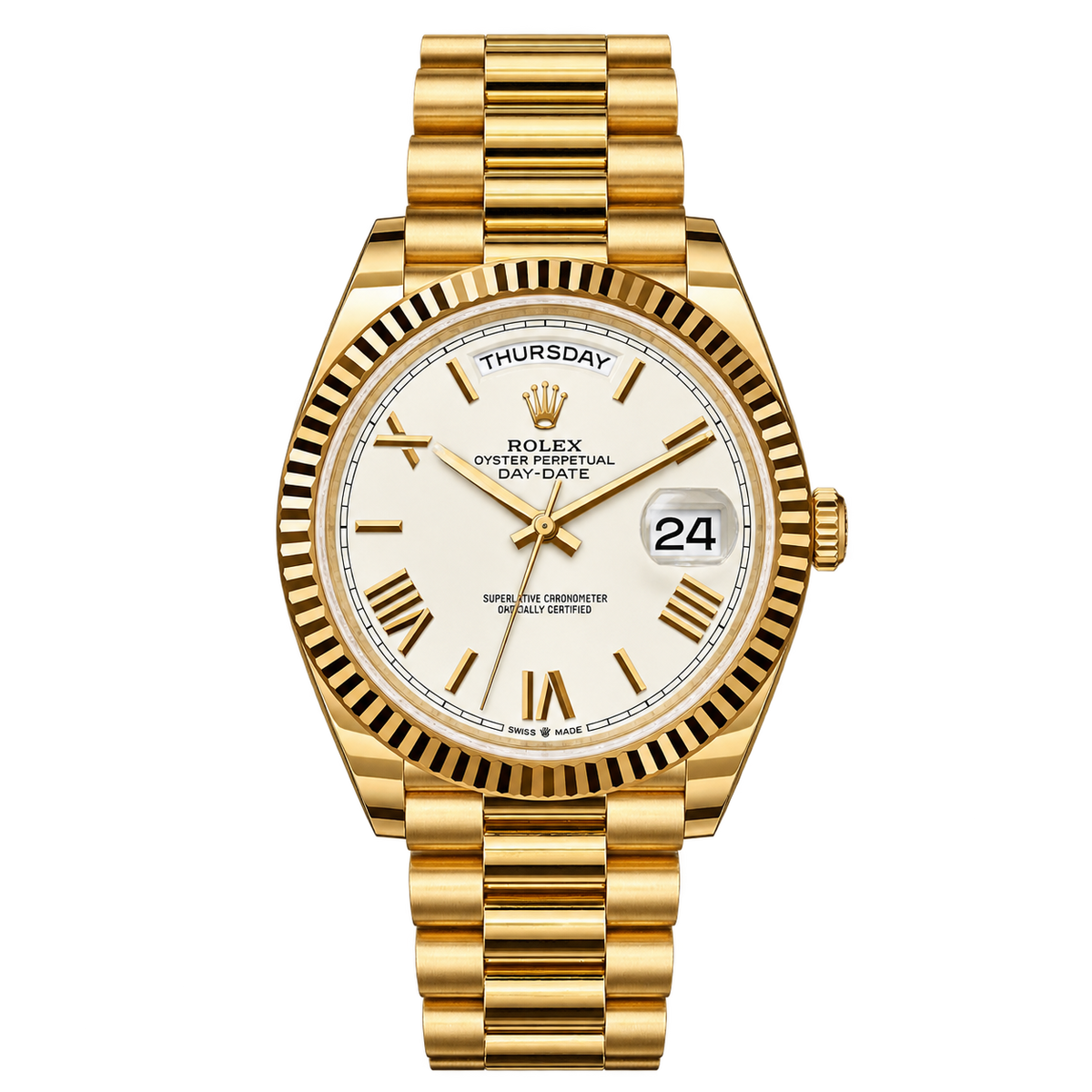 18ct gold Rolex Day-Date restored and serviced at Marcus Tempus watch workshop in Barnet