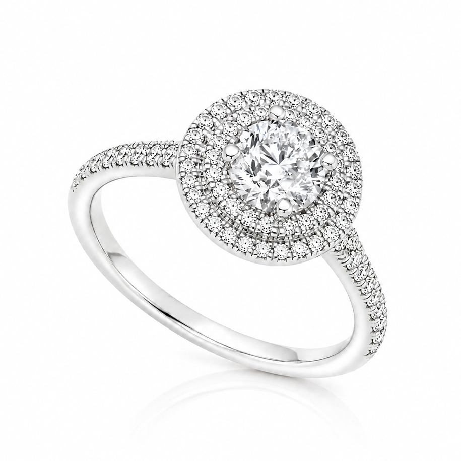 Platinum 0.30ct D VS2 IGI Diamond Halo Ring | Marcus Tempus