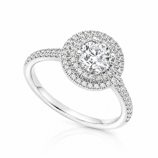Platinum 0.30ct D VS2 IGI Diamond Halo Ring | Marcus Tempus