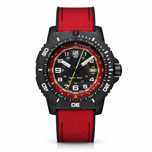 Luminox ICE-SAR 1080 XL.1095 Limited Edition watch with red strap and black CARBONOX case
