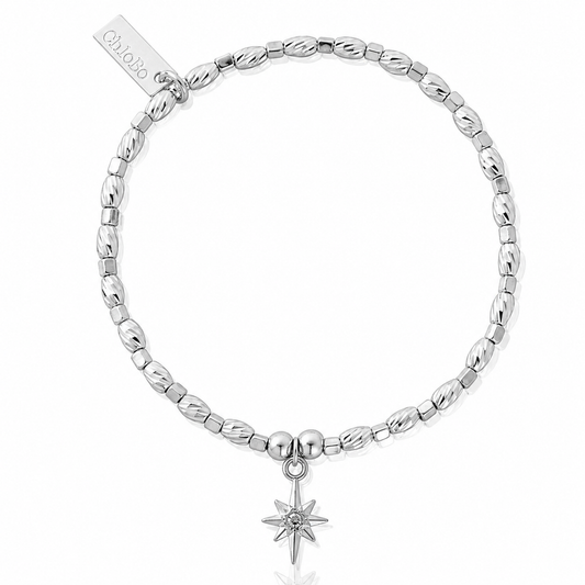 ChloBo Soul Glow Lucky Star Bracelet in 925 sterling silver with textured beads and star charm