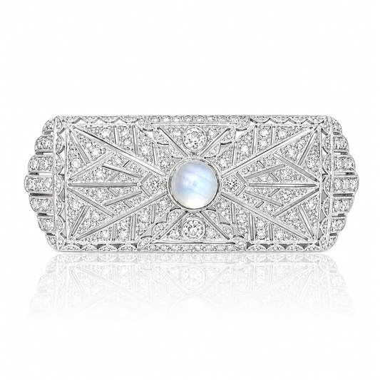 Antique Art Deco Pearl & Diamond Brooch