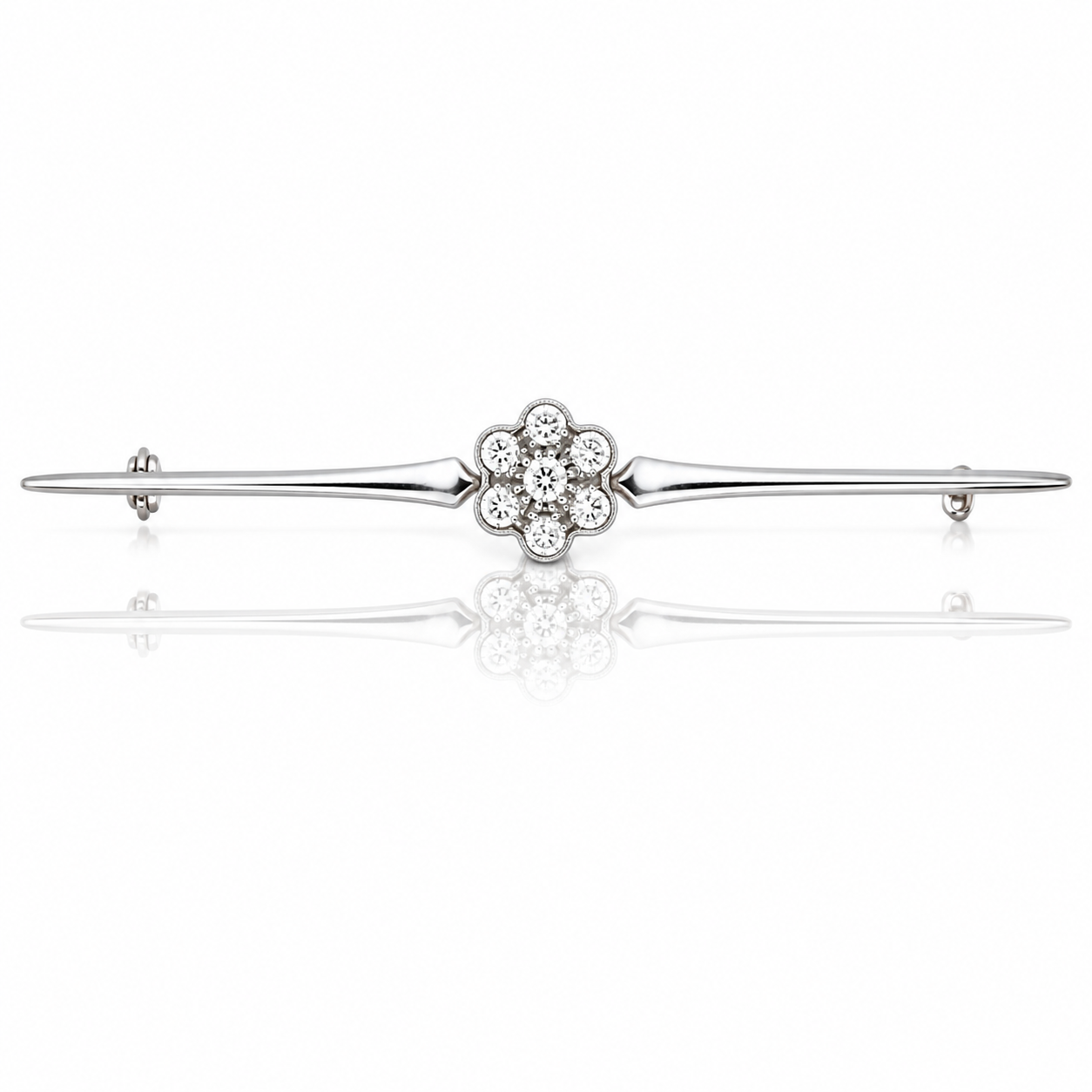 Antique Edwardian 18ct Gold Diamond Daisy Bar Brooch