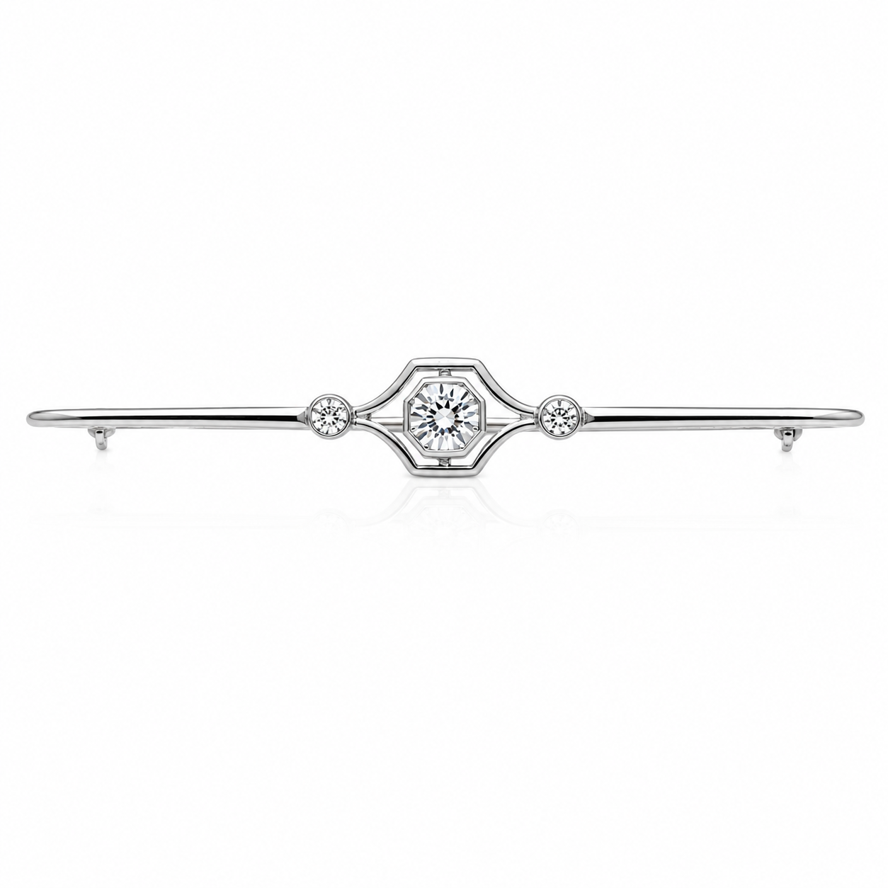 Antique Early Art Deco 18ct Gold Diamond Bar Brooch