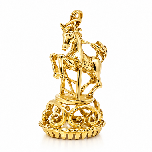Vintage 9ct Gold Carousel Horse Watch Fob